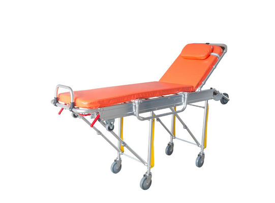 Aluminiumlegierung Klappkrankenwagen-Streetcher Patientenübertragung Höhe und Rücken Einstellbarer Rettungshilfe