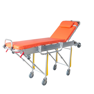 Ein guter Preis. Notmedizinische ladende faltende Krankenwagen-Bahre mit Aluminiumlegierungs-Geländer Online