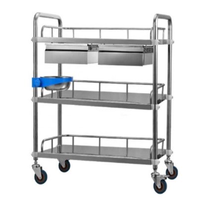 Ein guter Preis. Drei Schichten medizinisches Instrument Chirurgische Trolley aus Edelstahl mit Schubladen Online