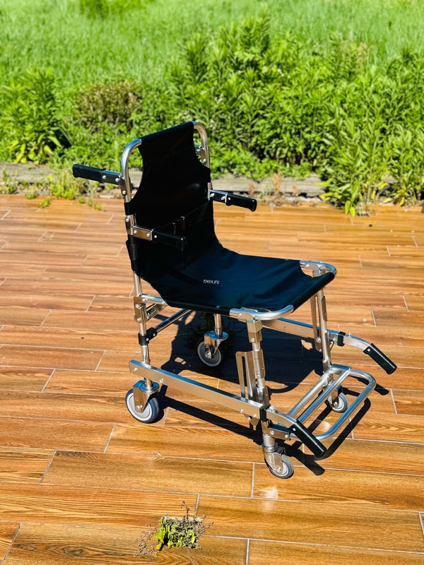 Klappbare Verdickte Aluminiumlegierung Treppenlehne mit PVC-Gewebe 4 Räder und 6 Griffe